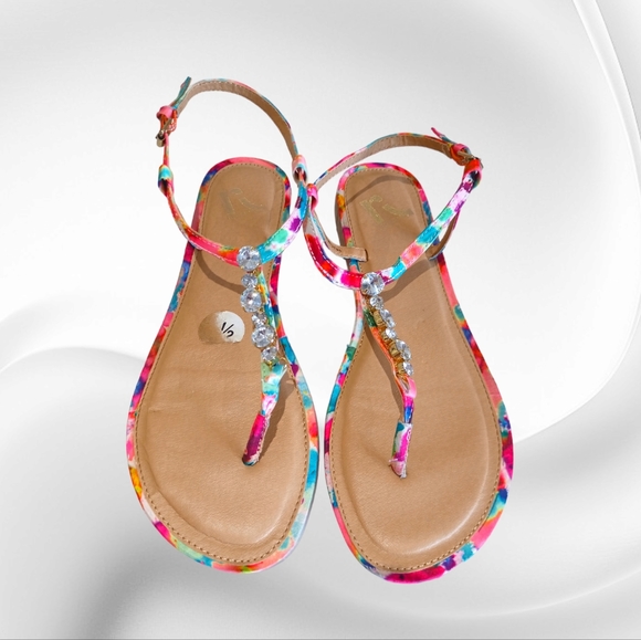Report Toucan Women's Colorful Gemstones Embellished Flat Sandals - Picture 14 of 16
